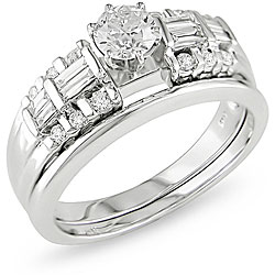 14k White Gold 3/4ct TDW Diamond Bridal Ring Set (H-I, I1)