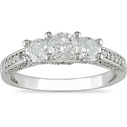 14k White Gold 1ct TDW Diamond 3-stone Ring (I-J, I2-I3)