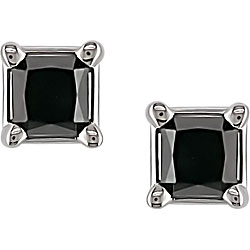 Miadora 14k Gold 1 1/2ct TDW Black Diamond Princess Studs