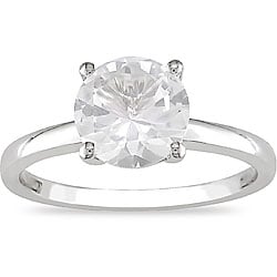Miadora 10k White Gold Created White Sapphire Solitaire Ring