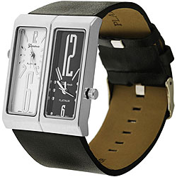 Geneva Platinum Men's Dual-face Genuine Leather Watch