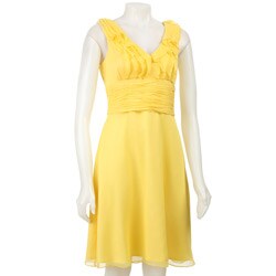 Tahari ASL Women's Yellow Chiffon Dress