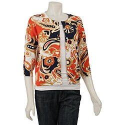 For the Republic Women's 3/4-sleeve Printed Cardigan