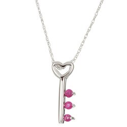 10k White Gold Ruby 'Key to My Heart' Necklace