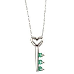 10k White Gold Emerald 'Key To My Heart' Necklace
