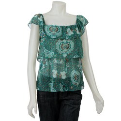 FINAL SALE Grass Junior's Chiffon Tiered Blouse