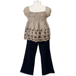 Trendy Girl Girl's 2-piece Smocked Top and Jeans Set