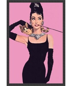 'Audrey Hepburn' Pink Framed Textured Art