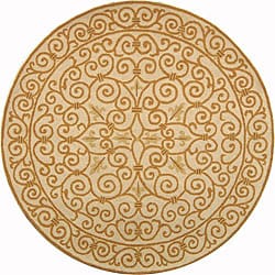 Hand-hooked Iron Gate Ivory/ Gold Wool Rug (3' Round)