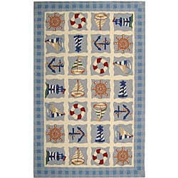 Hand-hooked Sailor Ivory Wool Rug (3'9 x 5'9)