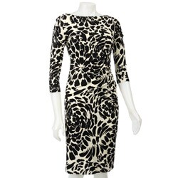 Eliza J Women's Black/ Ivory Floral Jersey Dress