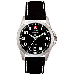 Swiss Military Men's Black Tomax Leather Strap Watch