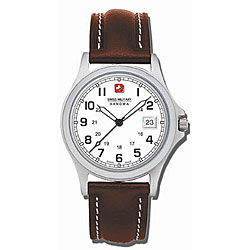 Swiss Military Men's White Conquest Leather Strap Watch