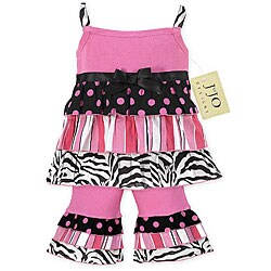 JoJo Girl's 2-piece Pink/ Black Rumba Top and Cropped Pants Set