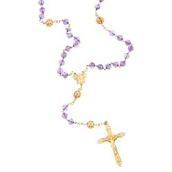 18k Yellow Gold Amethyst Estate Rosary Necklace