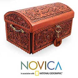 Cedar and Leather 'Cross of Roses' Chest (Peru)