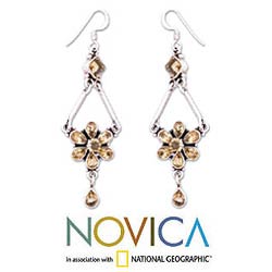 Citrine 'Daisy Drops' Flower Earrings (India)