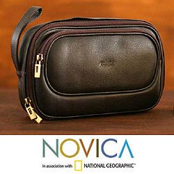 Leather 'Classic Brown' Toiletry Case (Peru)