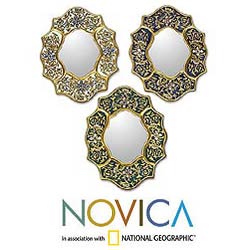 Set of 3 Handcrafted 'Midday and Midnight' Mirrors (Peru)
