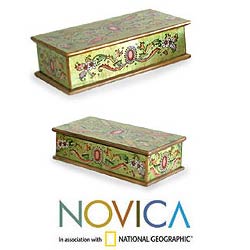 Pair of Painted Glass 'Ruby' Boxes (Peru)