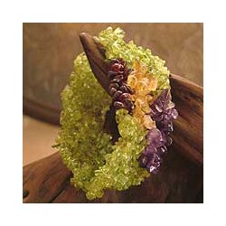 Peridot and Amethyst 'Summer Dance' Stretch Bracelet (India)