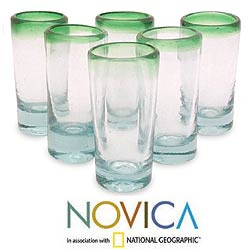 Set of 6 'Green Fade' Shot Glasses (Mexico)
