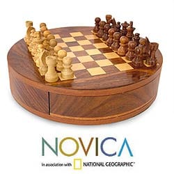 Wood 'Circle' Chess Set (India)