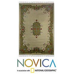 Indo 'Olive Canopy' Wool Rug (6' x 9')