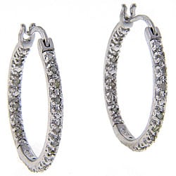 Sterling Silver 1/4ct TDW Diamond Hoop Earrings