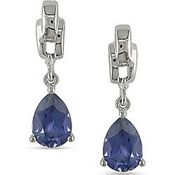 10k Gold Created Tanzanite and Diamond Earrings