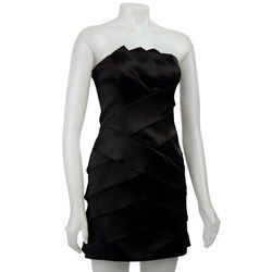Morgan & Co Junior's Strapless Oragami Fold Satin Dress