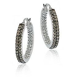 Sterling Silver 4/5ct TDW Brown Diamond Hoop Earrings
