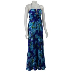 Nightway Women's Printed Silk Chiffon Maxi Dress
