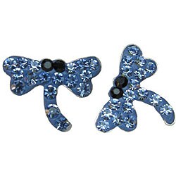 Sterling Silver Blue Crystal Dragonfly Earrings