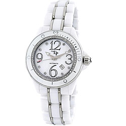 LP Italy Celano Women's White Ceramic Diamond Watch
