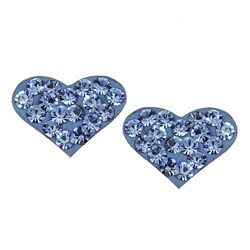 Sterling Silver Blue Crystal Studded Heart Earrings