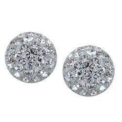 Sterling Silver Clear Crystal Studded Dot Earrings