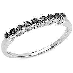 Malaika Sterling Silver 1/10ct TDW Black Diamond Ring