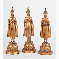 Gold Leaf Buddha Statues (Set of 3)
