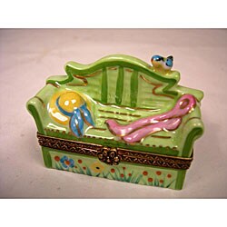Limoges Hand-painted Garden Bench Keepsake Box