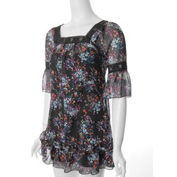 Belle du Jour Junior's Lace Trim Pattern Dress