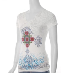 Everyday Junior's V-neck Short-sleeve Floral Top