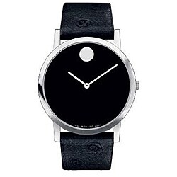 Movado Museum Men's Stainless Steel Black Leather Watch