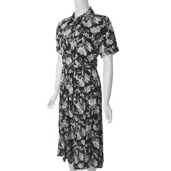 Adi Designs Floral Print Belted Button-front Maxi Dress