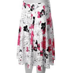 Adi Designs Pink Junior's Floral Print Paneled Full Skirt