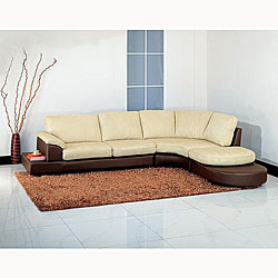 Cabo Beige Microsuede Sectional Sofa and Ottoman