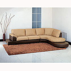 Cabo Mocha Microsuede Sectional Sofa and Ottoman
