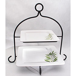 Certified International Culinary Herbs 2-tier Server with Stand