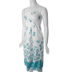 Cute Options Junior's Floral Blue/ White Tube Dress
