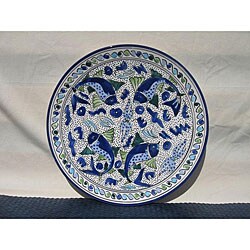 Aqua Fish 15-inch Round Platter (Tunisia)